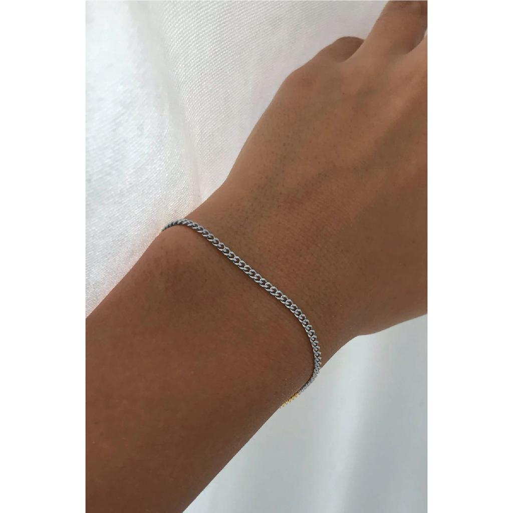Anlaufgeschütztes, ultradünnes, klassisches Unisex-Stahlarmband mit Kette aus Silber