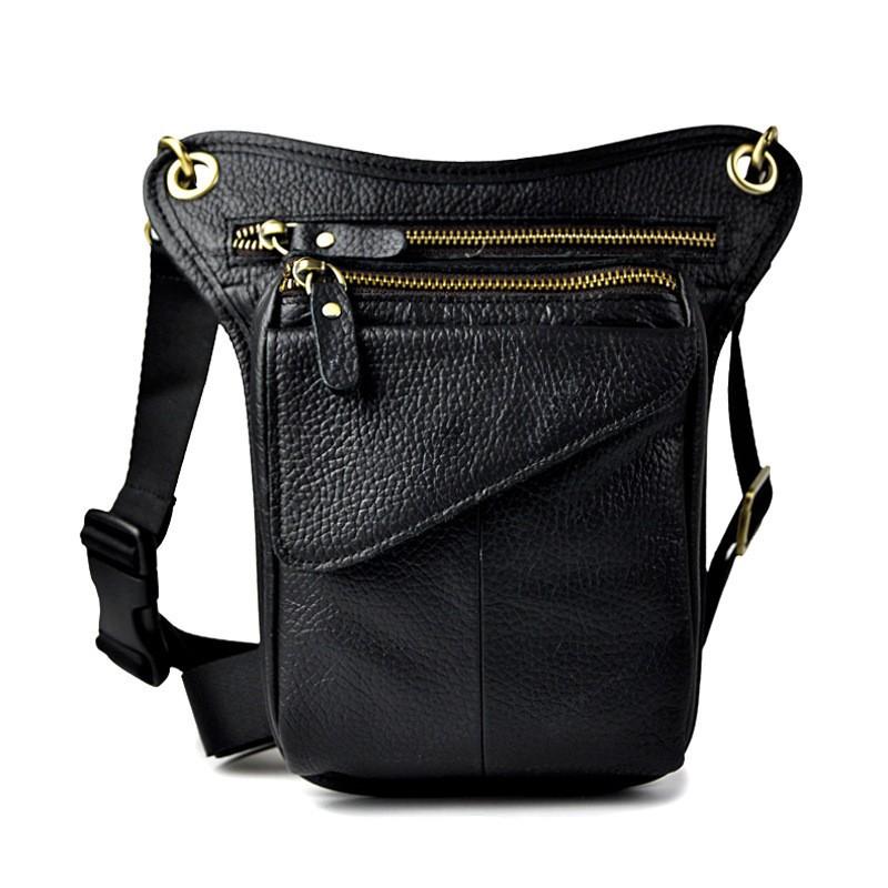 Echtleder Herren Hüfttasche Multifunktional Outdoor Taktische Beintasche Auf Lager, Handy Kopfabdeckung Schicht Leder Trendige Herren Tasche