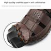 Mens Genuine Leather Sandals Breathable Outdoor Summer Casual Perforated Beach Shoes