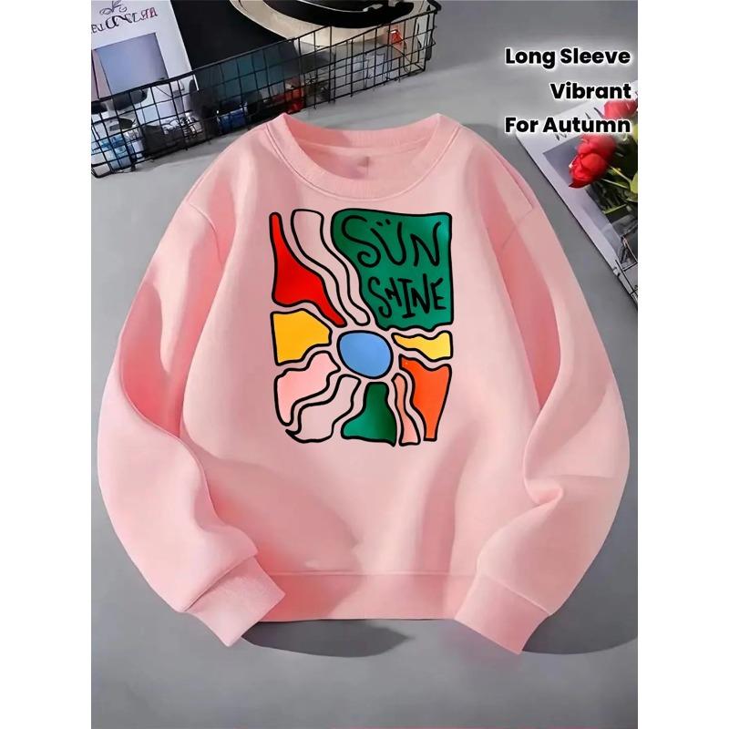 Kids Sweatshirt Trendy Crewneck Sweatshirt Featuring a Sunshine Abstract Art Print