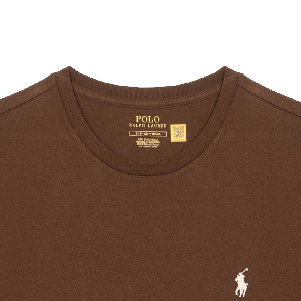 Polo Ralph Lauren Einfarbiges T-Shirt mit gesticktem Logo Rundhalsausschnitt Kurzarm Herren Tops Schokolade 710938686-008