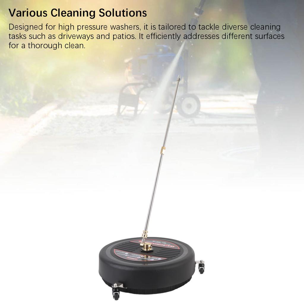 15.8 Inch Surface Cleaner with Wheels 3600PSI 1/4 Inch Quick Plug Stainless Steel Pressure Washer Surface Cleaner for Driveway Terrace Garden