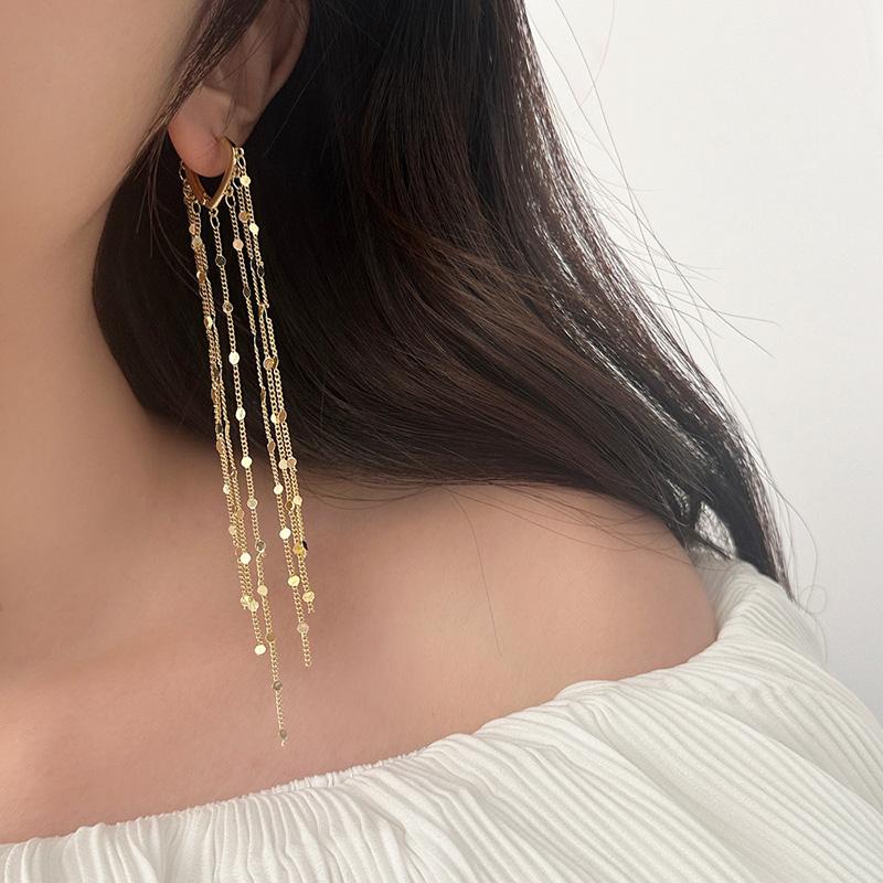 PONYKISS Sterling Silber Kette Quasten Anhänger Creolen für Damen Minimalistisch Geometrisch Fein Trendige Accessoires
