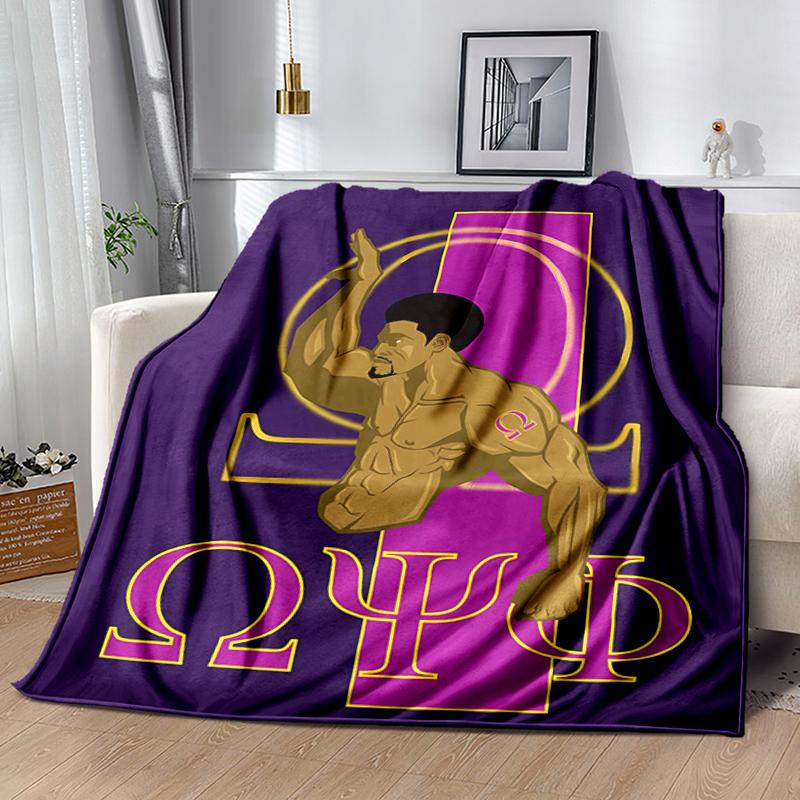 1pc Blanket Omega Psi Phi Print Design, Lightweight Blanket for Sofa, Bed- Soft &Warm, Gift for All Seasons like Christmas, Halloween