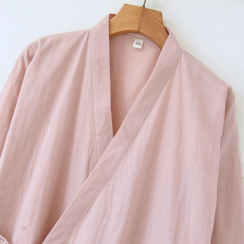 Unisex Bademantel aus reiner Baumwolle - Frühling/Sommer Japanischer Stil, Langarm, Mittellang, Pyjama