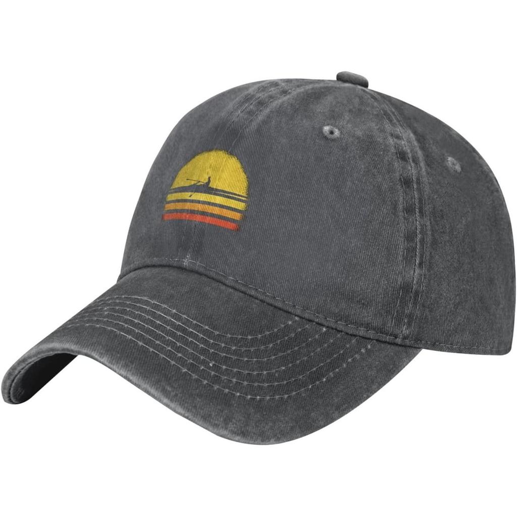 Rowing Sunset Retro Baseball Cap Washed Cotton Low Profile Dad Hat Unisex Casual