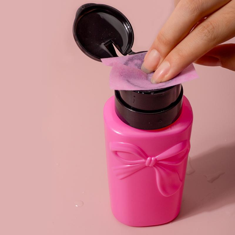 Push-Down Plastic Pump Dispenser – Refillable Bottle for Nail Polish Remover, Alcohol, and Liquid Cleansers