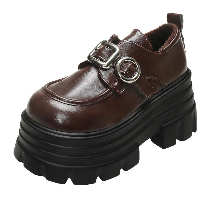 

Мода Новая Патентная Кожа Весна Высокий Бренд Осень Платформа Клин Женские Массивные Кроссовки Туфли Мода Зима Теплые Туфли с Ремешком и Пряжкой 39