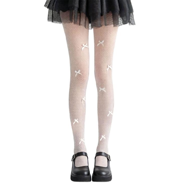 Breathable Lace Fishnet Tights With Unique Bows Embellishment Smooth And Comfortable Pantyhose For Comfort
