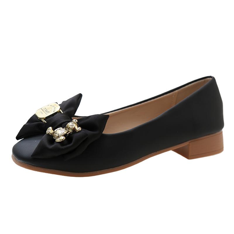 

Туфли с бантом и мелким носком на каблуке с божьей коровкой, женские, весна и осень, рабочие туфли с божьей коровкой, женские, модные, женские туфли 40