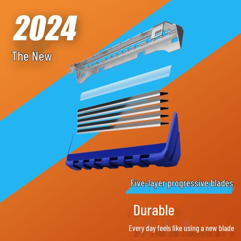 Universal Manual Razor with Five-Layer Blade and Metal Holder for Face and Beard Shaving
