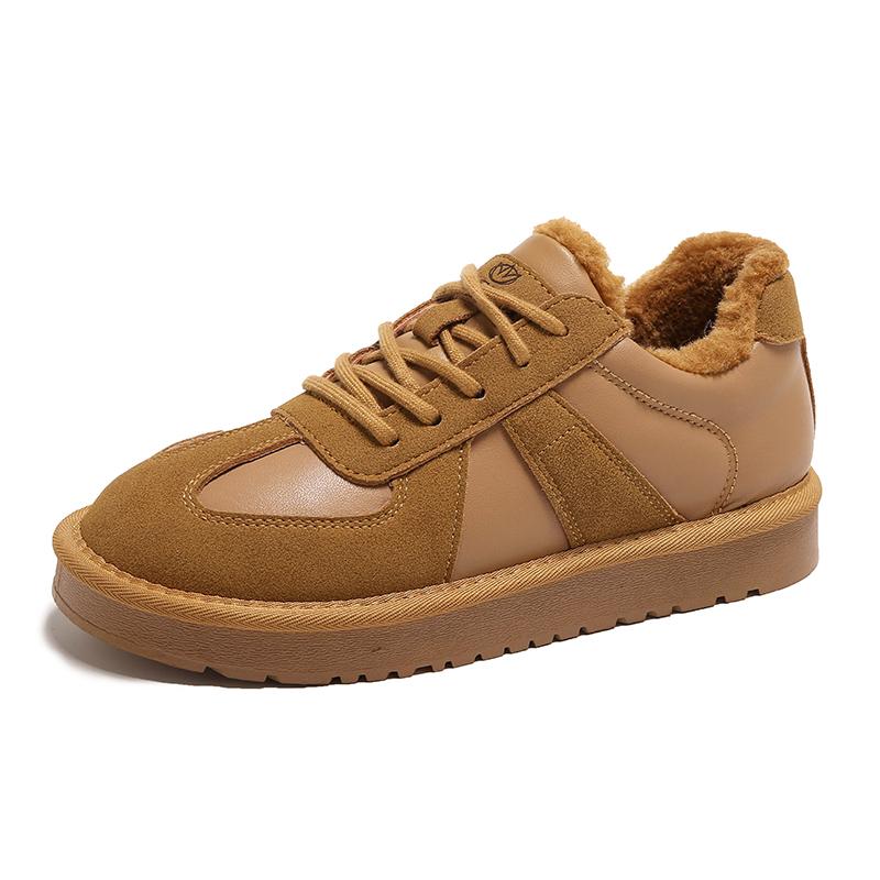Fashion Genuine leather plush thick sole raised cotton shoes for women's winter new low top snow boots sneakers women platform sneakers