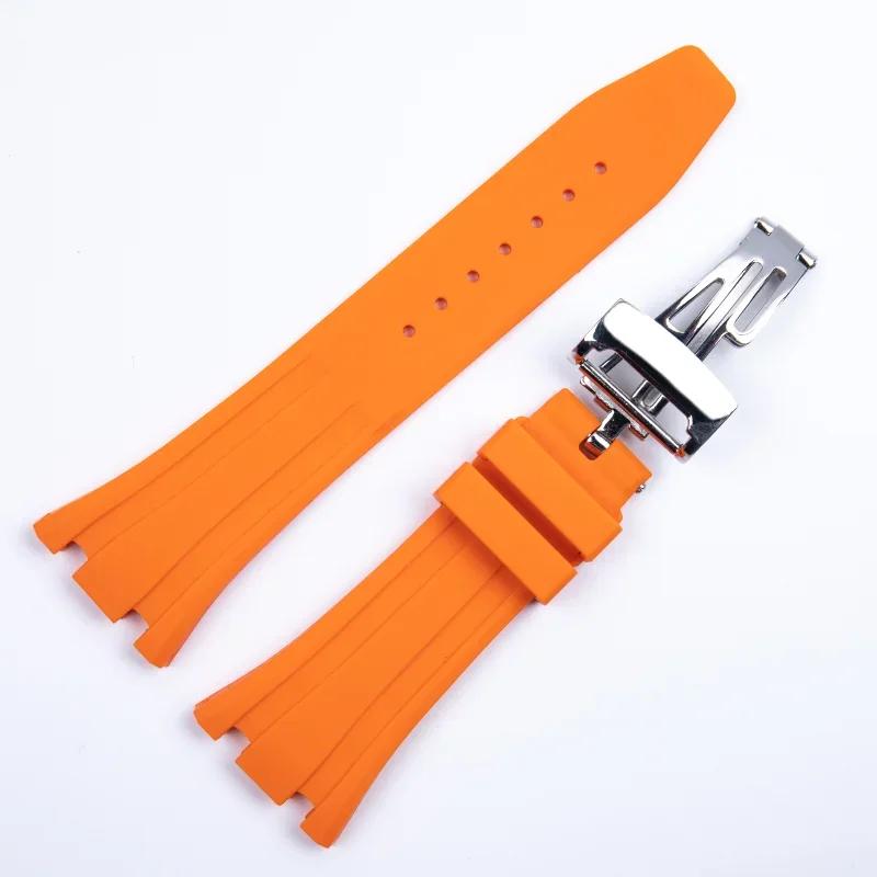 Silicone Watch Strap for AP Royal Oak Offshore Sports Waterproof Sweat-Proof Rubber Watchband Men's 27mm 28mm Double Concave