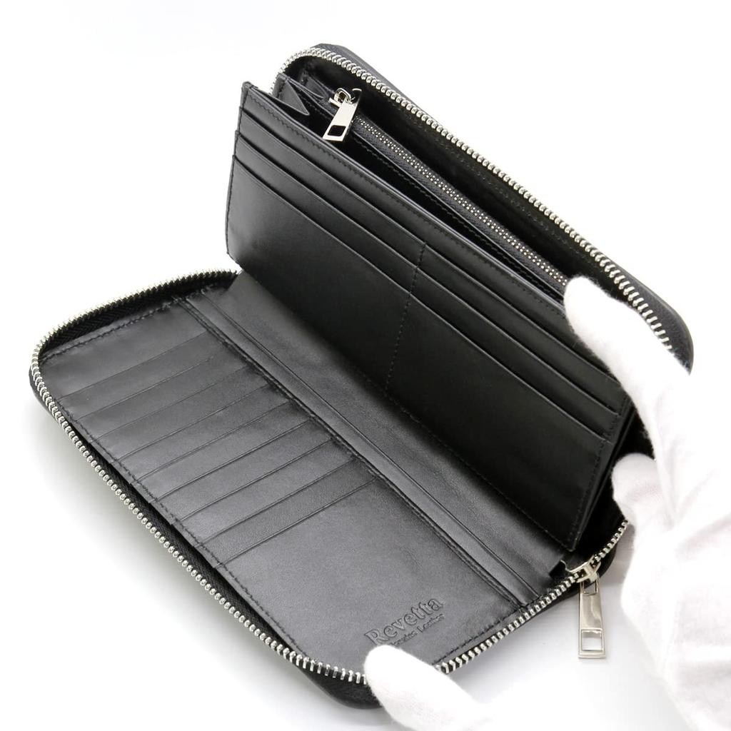 [Revetta] Langbörse aus Rochenleder, Rundreißverschluss, Rochen Galuchat, Grau, Echtes Leder, Schwarzes Lederinnenfutter [194stw]