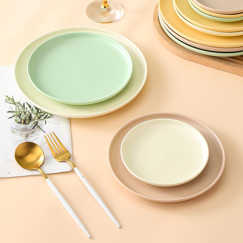 Nordic Creative Ceramic Round Flat Plate Morandi Simple Home Western Food Pizza Steak Plate Pasta Dim Sum Shallow Plate