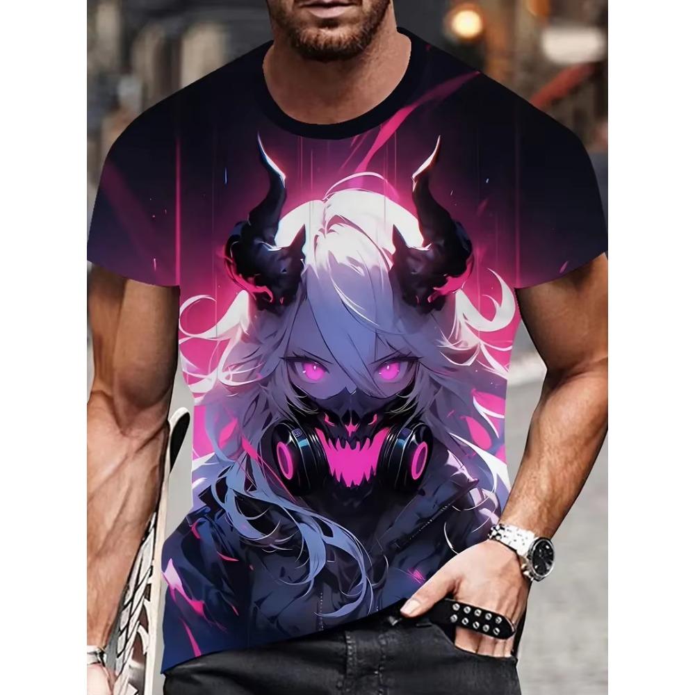 Men's T-Shirt Anime Samurai Girl 3D Print T Shirt Fashion Men Women Loose Casual Top Japanese Korean Style Street Trend Tee