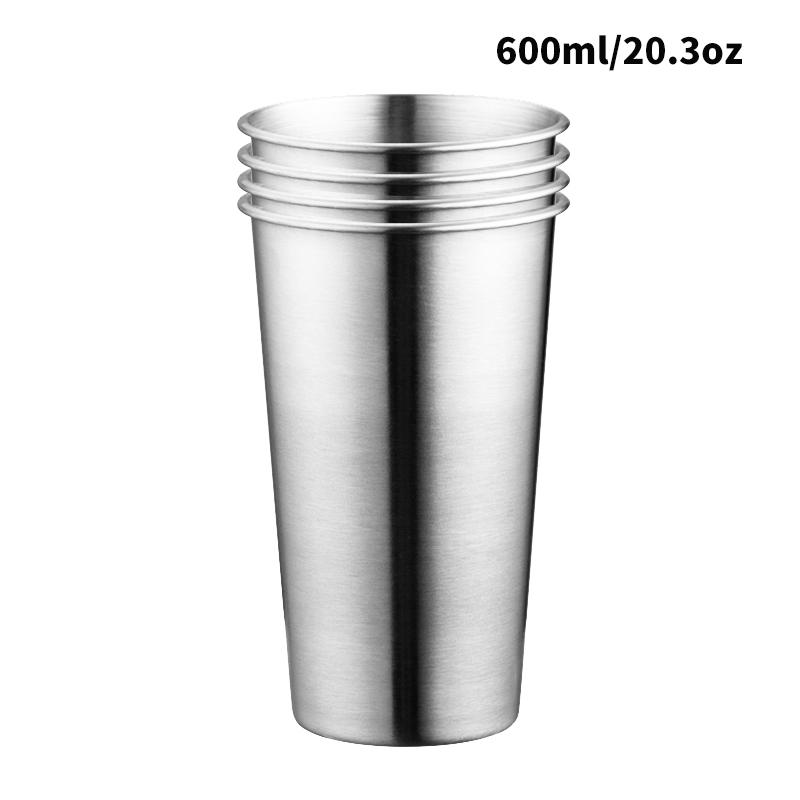 

4 шт. 300 мл/500 мл/600 мл Чашки з нержавіючої сталі Металеві Пінтові Небиткі Неб ються Пивні Склянки Штабельовані Водні Чашки Тамблер 300-600ml