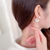 White Shell Flower Pearl Stud Earrings For Women Ball Double Side Elegant Earrings Set Exquisite Vintage Fashion Jewelry