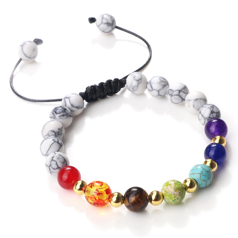 Adjustable Multicolor Beaded Bracelet with Volcanic Stone and Copper Alloy Beads