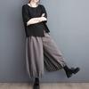 Women Bloomer Elastic High Waist Wide Leg Trousers with Pockets Solid Color Loose Fit Casual Pants Work Travel Daily Wear