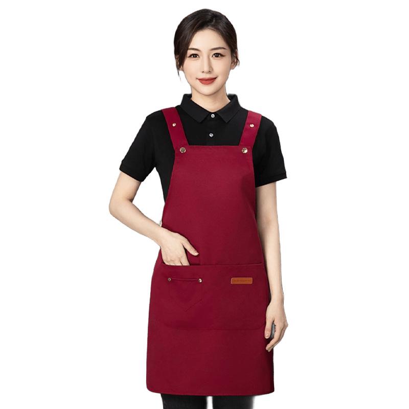 Waterproof Red Apron with Logo for Weddings, 100th Birthdays, and Special Events - Oil-Proof, Festive, Celebratory Design