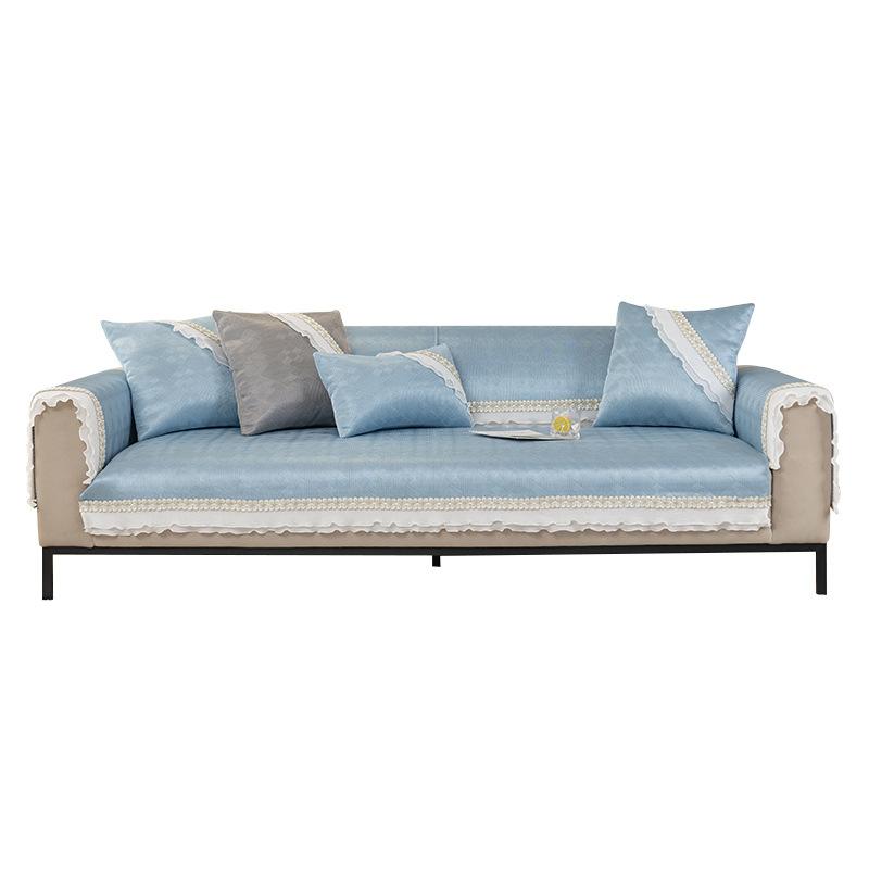 Ice Silk Sofa Cushion Summer Light Luxury Modern High-End Cream Style Sofa Cover Non-Slip Seat Cushion for Summer Backrest Cover Towel