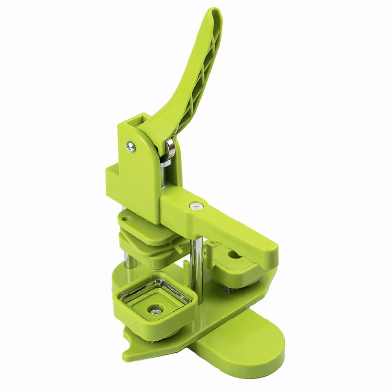 Máquina de fazer botões de crachá rosa de 50 mm, tipo rotativo, prensa manual, máquina de crachá quadrado para fazer crachás, alfinetes, artesanato de arte