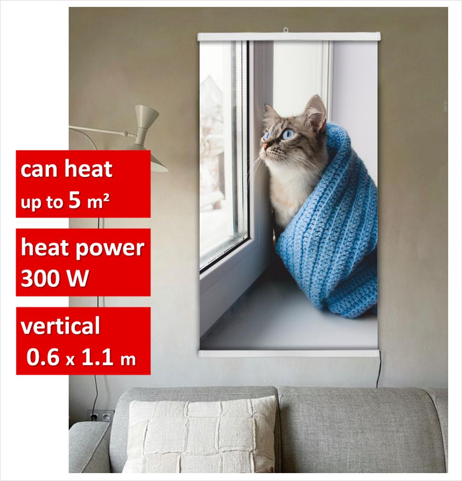 Картина-обогреватель "Кот у окна" на пленке Monocrystal 105x60 см 300 Вт