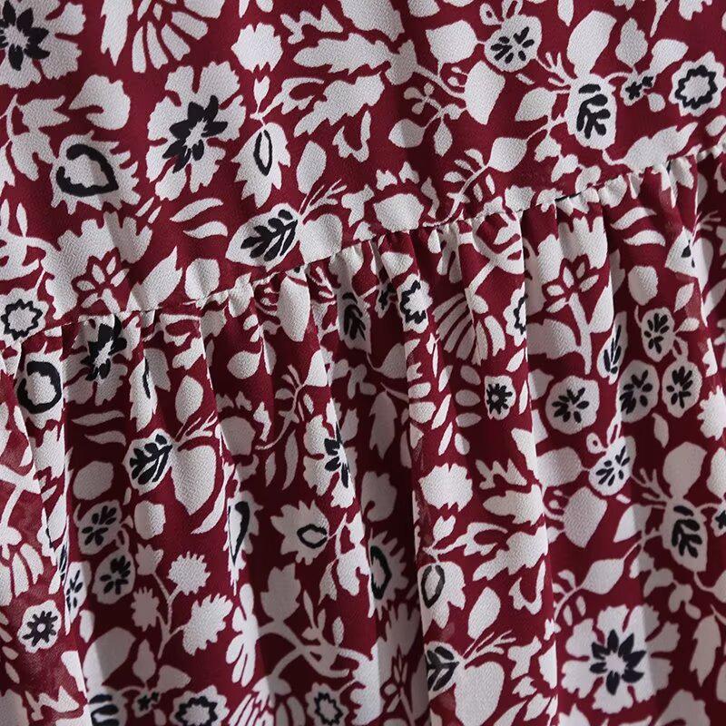 Spring 2025 Women's Casual Floral Print Long-Sleeve Dress