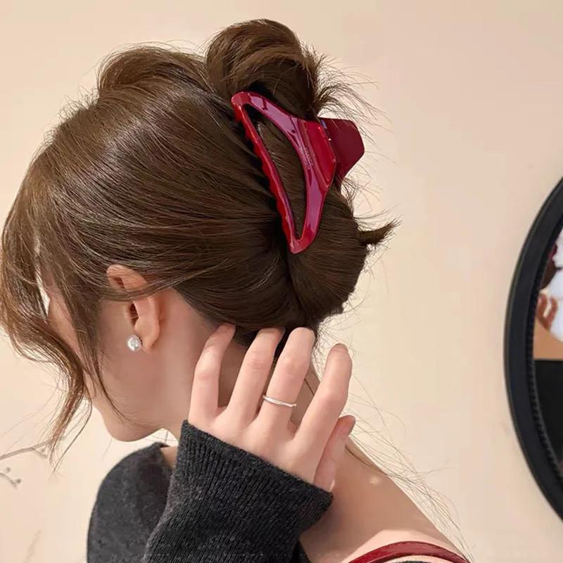 French High Quality Acetate Hollow Hair Claws For Women Girls Sweet Retro Shark Jaw Claw Clip Fashion Hair Ornament Accessories