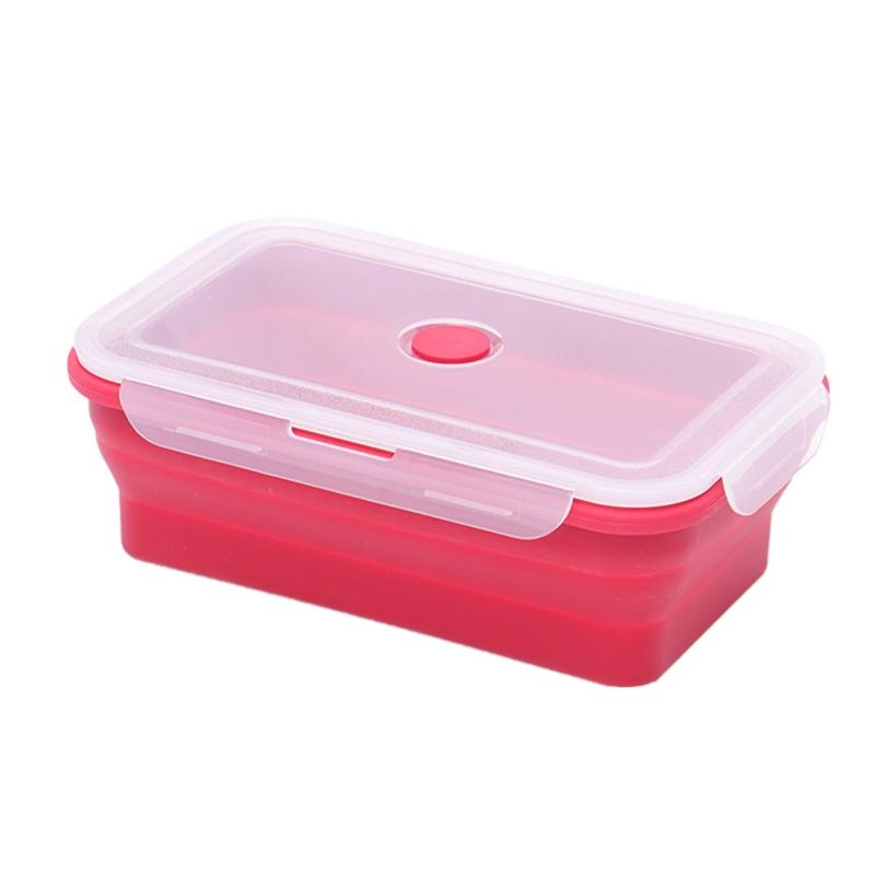 Silicone Foldable Lunch Box Collapsible Food Storage Container Bento BPA Free Microwavable Portable Picnic Rectangle Box