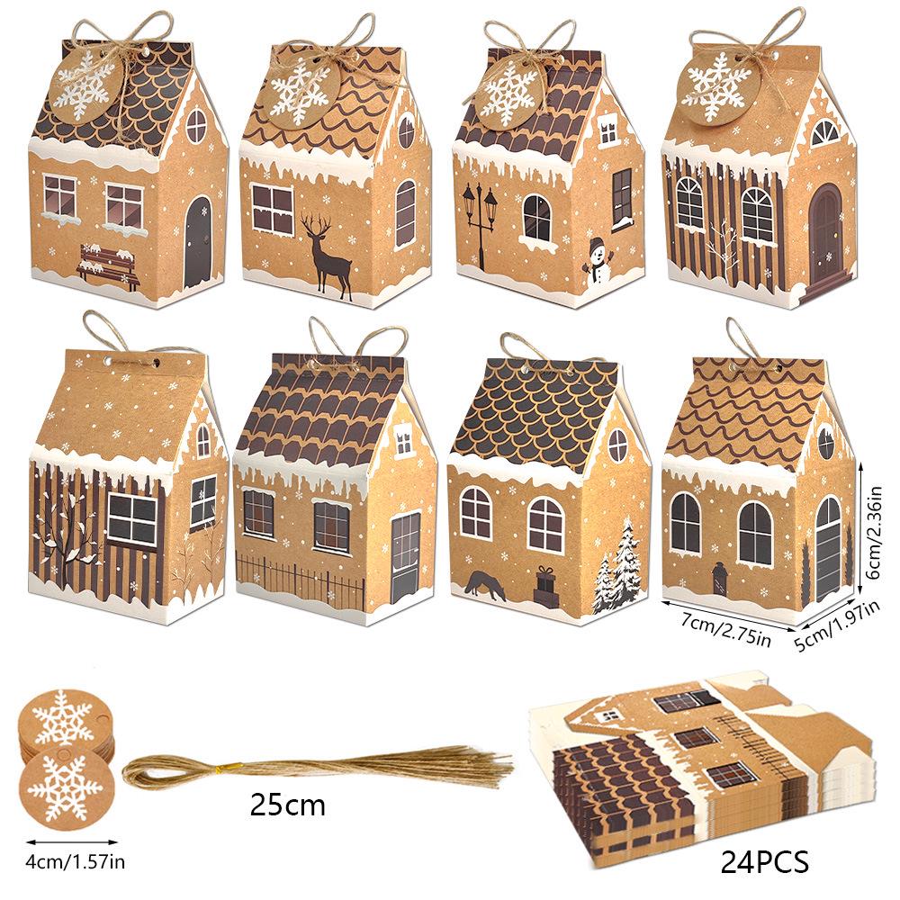Creative Christmas Candy Apple Gift Box with Kraft Paper Bag - 24 Piece Set