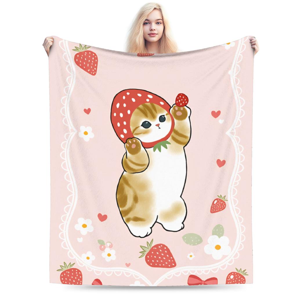 Mofusand Super Warm Blanket  Kids Adult Plush Throw Blanket Funny Outdoor Flannel Bedspread Sofa Bed Cover