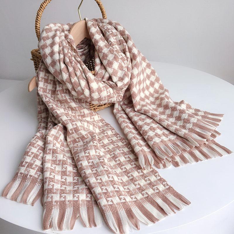 Black White Cherkered  Cashmere Imitation  Scarf Shawl For Women