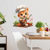 Self Adhesive Cartoon Chef Kitten Wall Stickers for Kitchen Cabinet Decor Peel and Stick Removable Waterproof