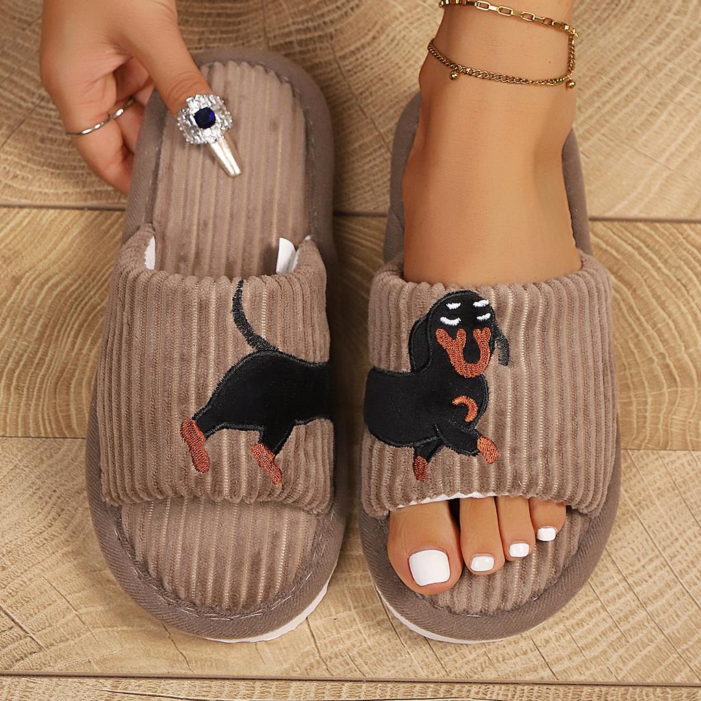New dachshund home fluffy slippers warm spring and autumn slippers couple summer