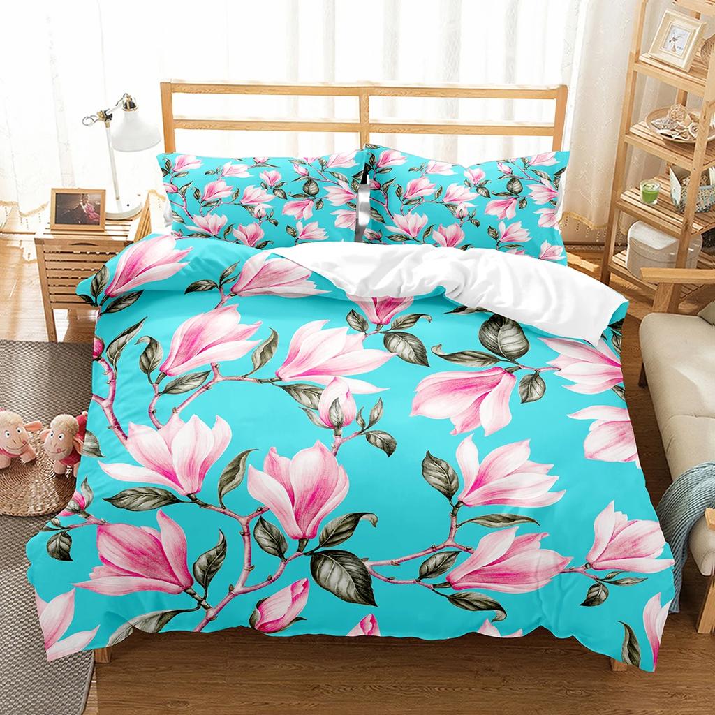 Botanical Flower Duvet Cover Single King Size Garden Leaves Floral Bedding Set Polyester Nature Theme Quilt Cover For Girl Women
