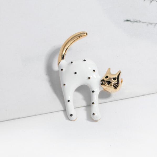 Fashionable Zircon Cat Color Enamel Brooch, Anti-exposure Pin for Women, Metal Button To Fix Clothes, Wedding Party Gift