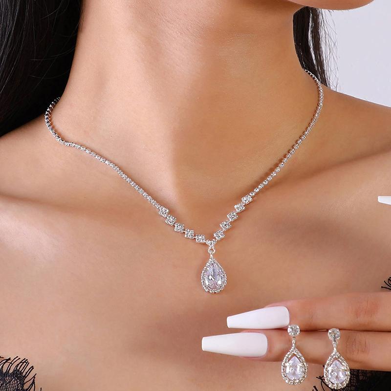 

3 шт. Роскошные простые серьги-подвески для женщин и девочек, изысканный комплект ювелирных изделий, свадебные аксессуары для невесты серебряный