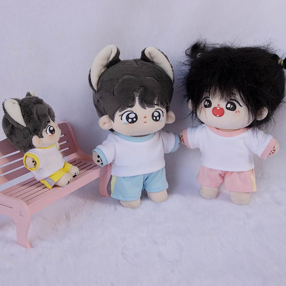 niannyyhouse 10cm, 15cm, 20cm Plush Clothes, Sportswear, Color Blocking, T-Shirt, Pants, Dress-Up, Cotton Doll, Accessories (a13, 20cm)