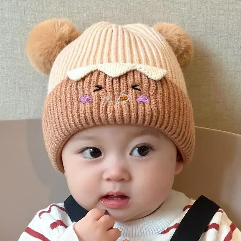 Winter Weihnachten Baby Strickmütze Kleinkind Beanie Weiche Warme Gestrickte Mütze mit Ohrenschutz Gemütliches Feiertagsaccessoire für Kleinkinder