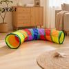 Cat Rolling Tunnel Rainbow Toy, Collapsible Hide with Peek Hole, Zippered Interactive Toy Modular Tunnels, Can Be Freely Combined for Indoor