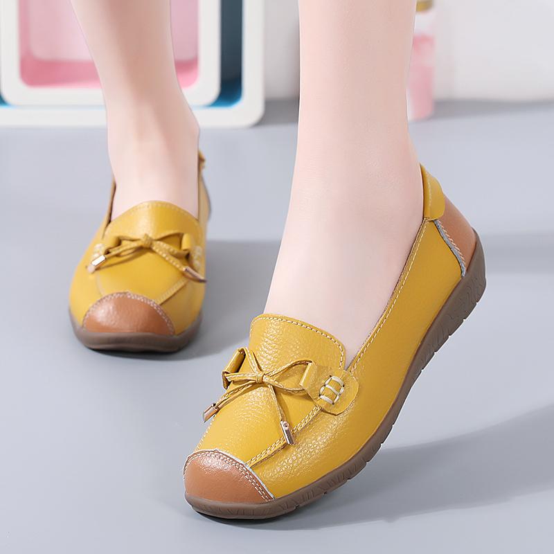 

Мода 2025 Новые Женские Балетки Кроссовки Кожа Весна Мягкие Мокасины Дамские Лодочки Балетки Эспадрильи Криперы 44 жёлтый