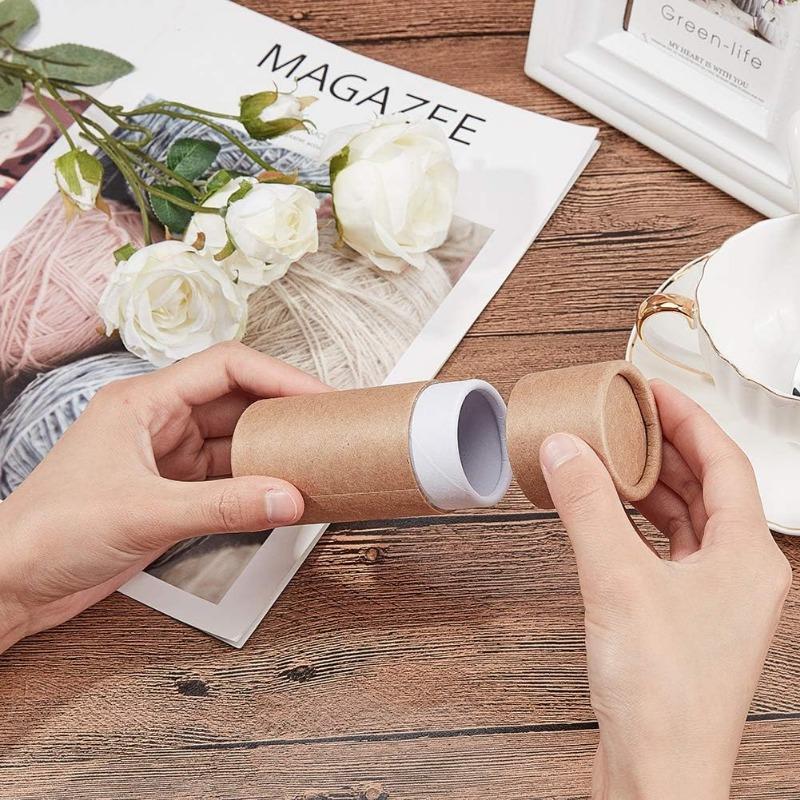 

12pcs 30ml Wooden Burrs Kraft Cardboard TubesRound BoxesCardboard BoxesPencilsSmall Capacity Organizer TubesFor Home Use 10.7cm