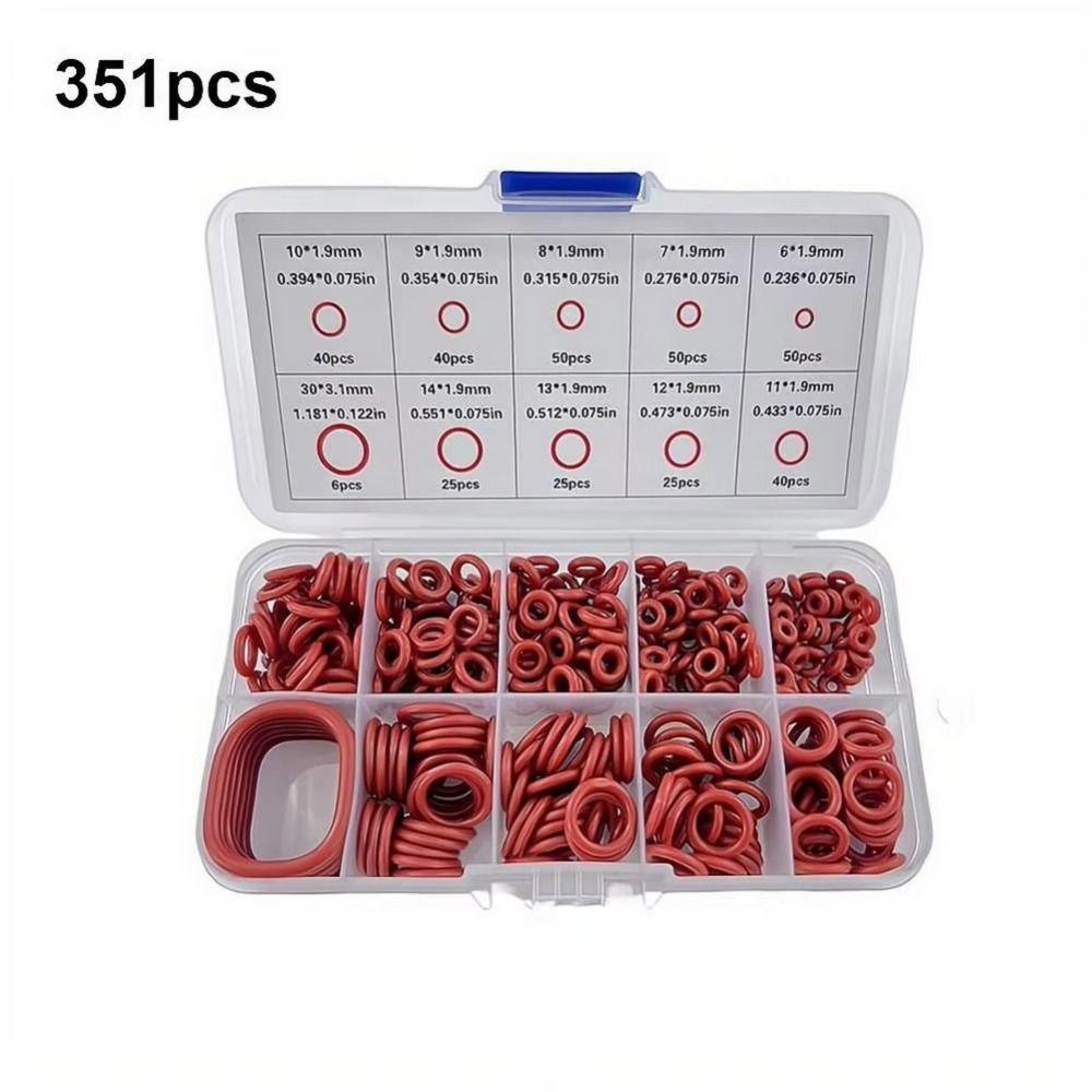 Oil-Resistant Silicone O-Ring Set High-temperature Resistant Rubber O-Ring Seal Cars 351PCS