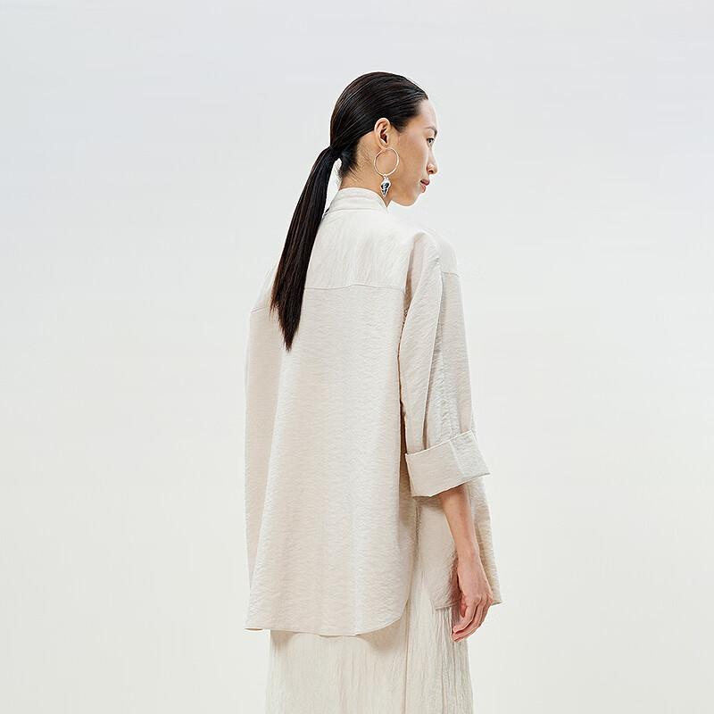 LESS 2025 Summer Loose Stand-Collar Long-Sleeve Shirt