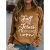 Shoulder sleeves autumn winter letter loose 3D printed long sleeved round neck sweatshirt Pullovers & Long Sleeves (women’s)