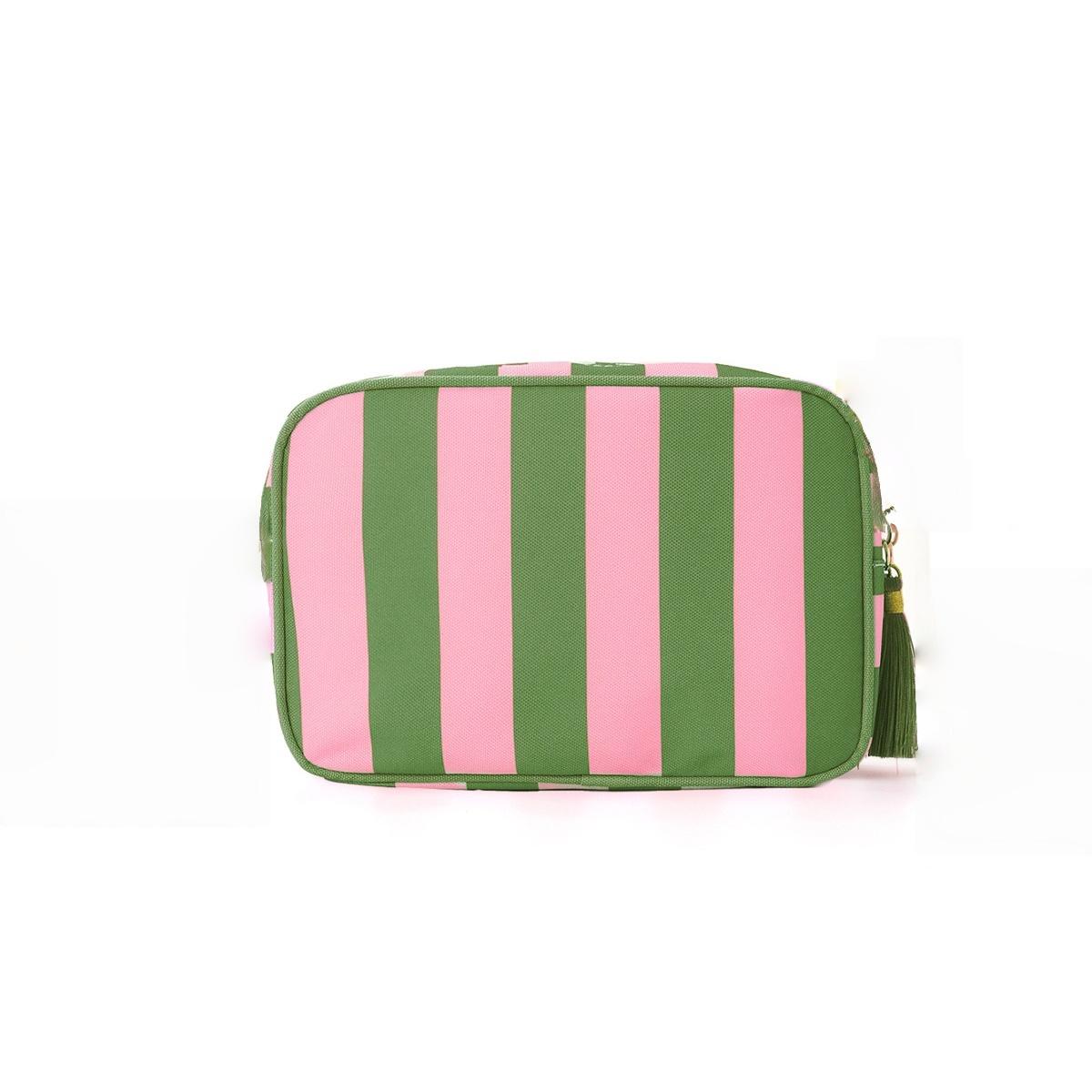 

1pc Striped color-blocking cosmetic bag, large-capacity portable toiletry bag, waterproof travel storage bag for men and women 1pc розовый зеленый