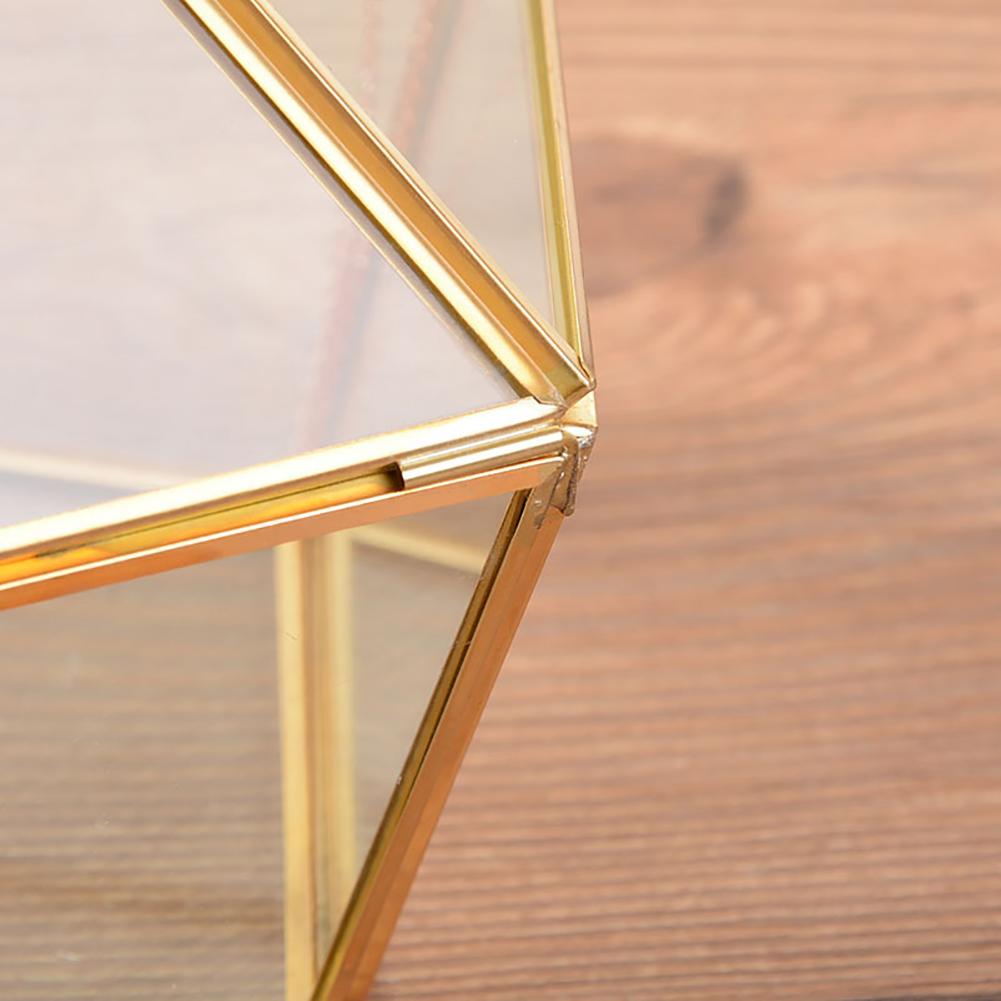 Nodic Pentagonform Geometrisk Transparent Glas Blomsterrum Glas Ringask Vigselring Smycken