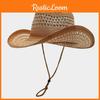 Western Cowboy Hat With Wide Brim Breathable Straw Sun Protection For Outdoor Travel